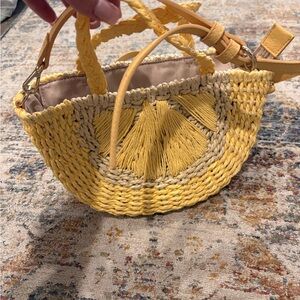 LC Lauren Conrad Yellow and Cream Woven Crossbody Bag